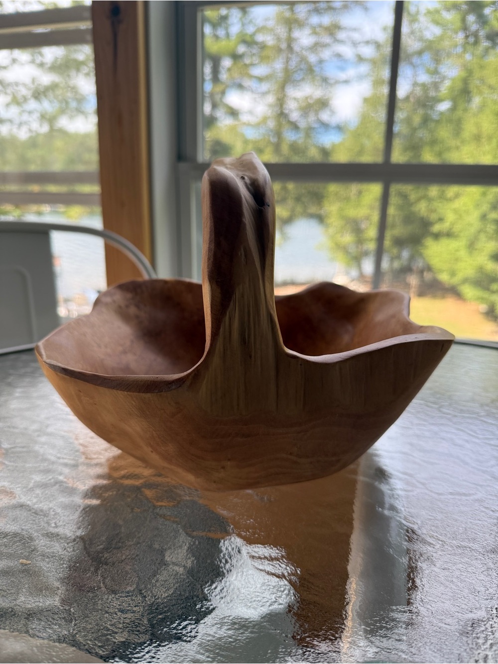 Olive Wood Carved Basket